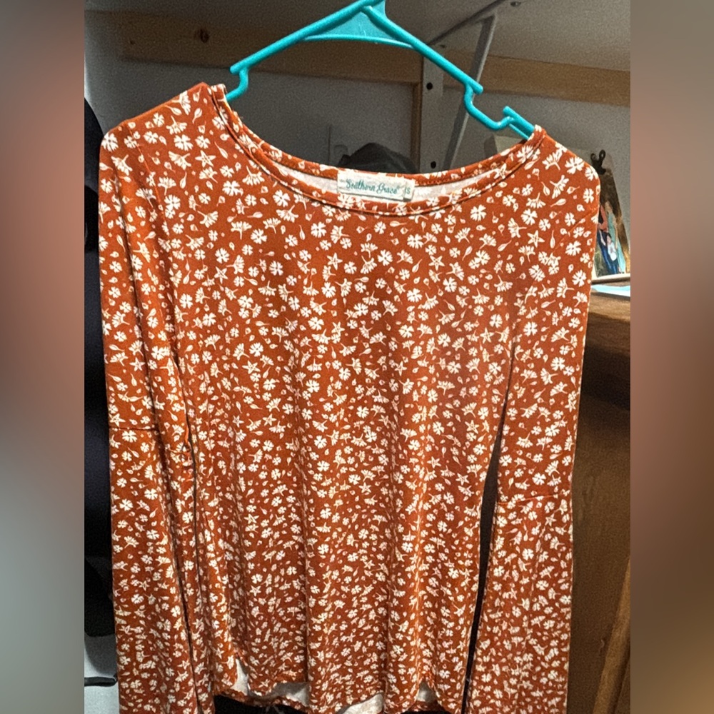 Southern Grace Orange Floral Blouse